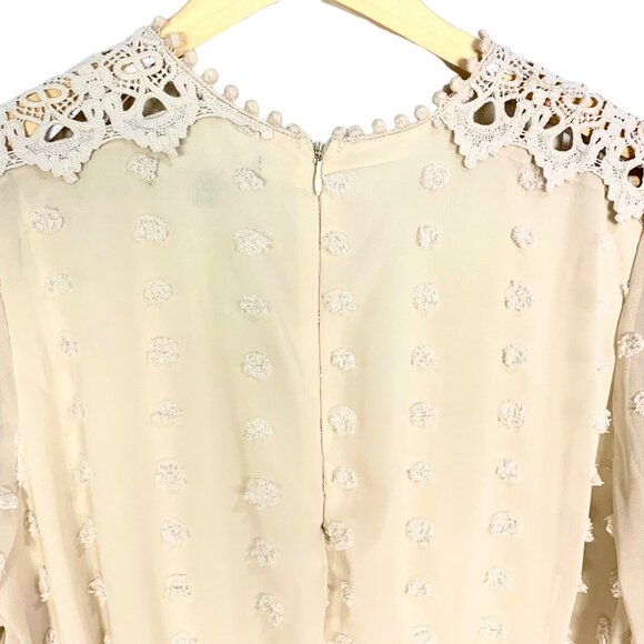 Lulu's Lust or Love Cream Embroidered Crochet Lace Dress M Flowy Boho - Picture 8 of 12